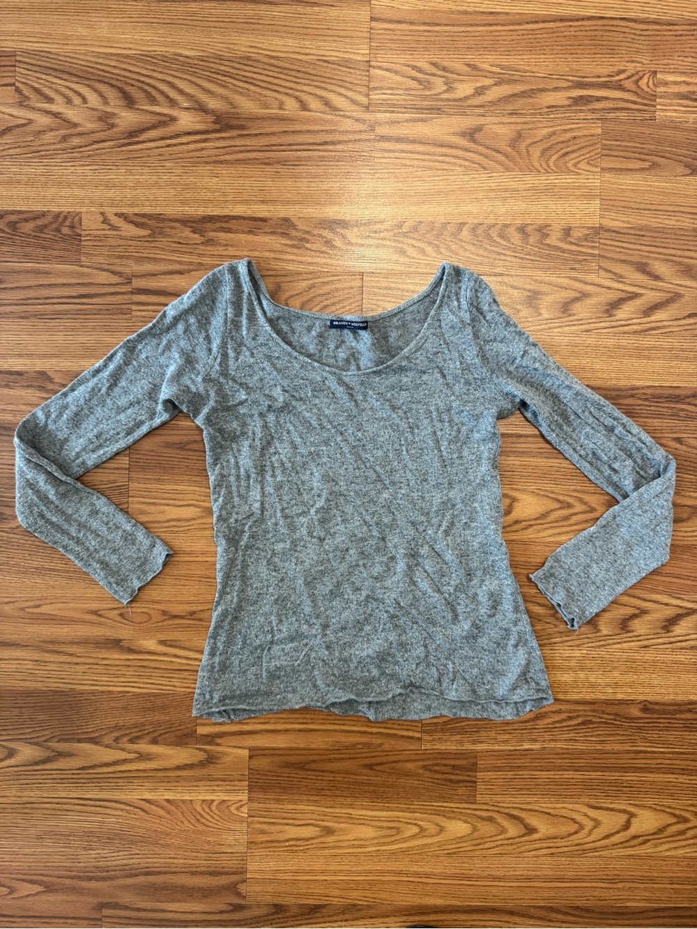 Brandy Melville Gray Long Sleeve Scoop Neck Top One Size